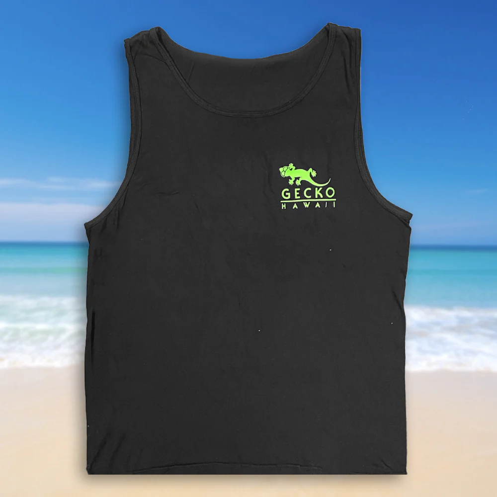 1987 Wild Gecko Islands Black Tank Top - Image 3