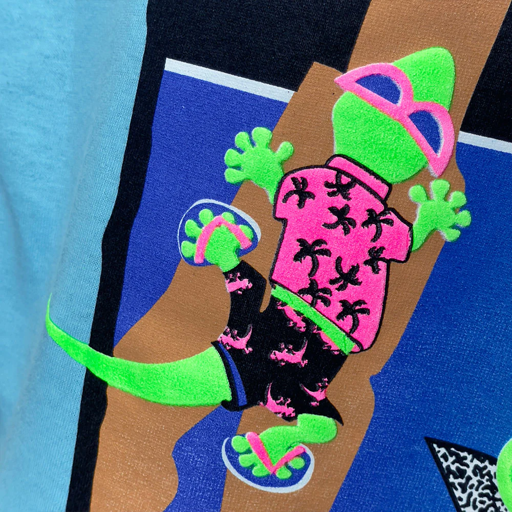 1988 Gecko In Paradise - Neon Blue Tee - Image 4