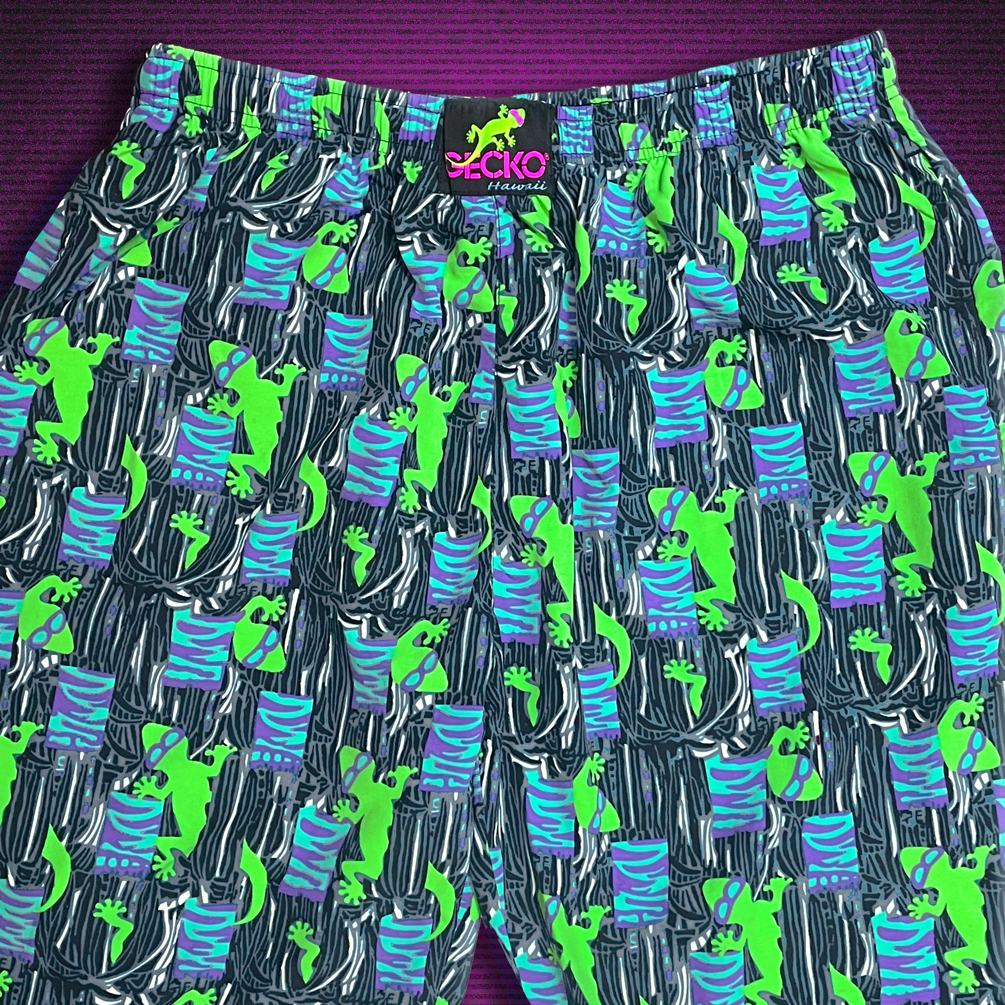 1988 Gecko Jungle Beach Pants - Jade/Purple - Image 3
