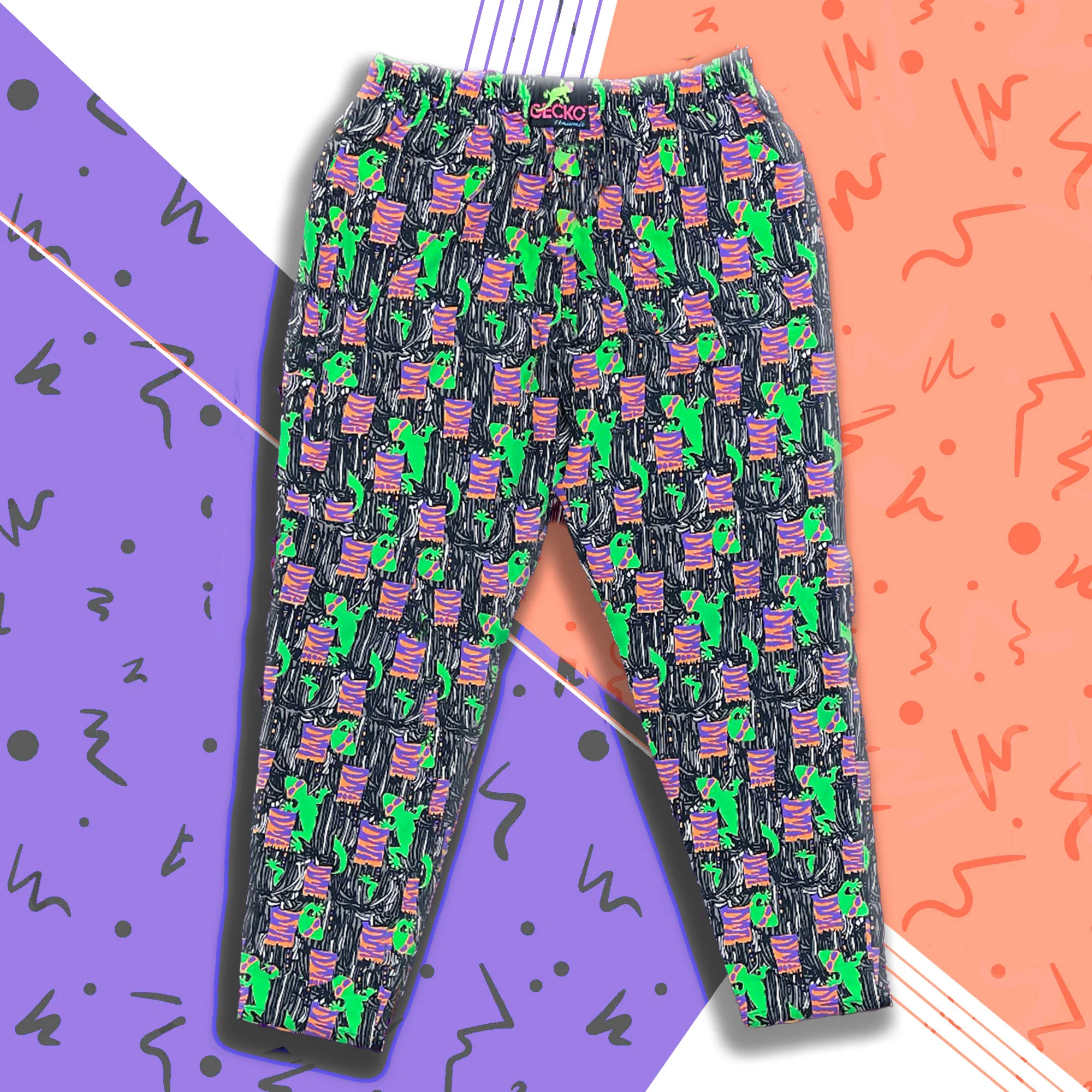 1988 ORIGINAL Cotton Jungle Beach Pants - Black/Orange - Image 3