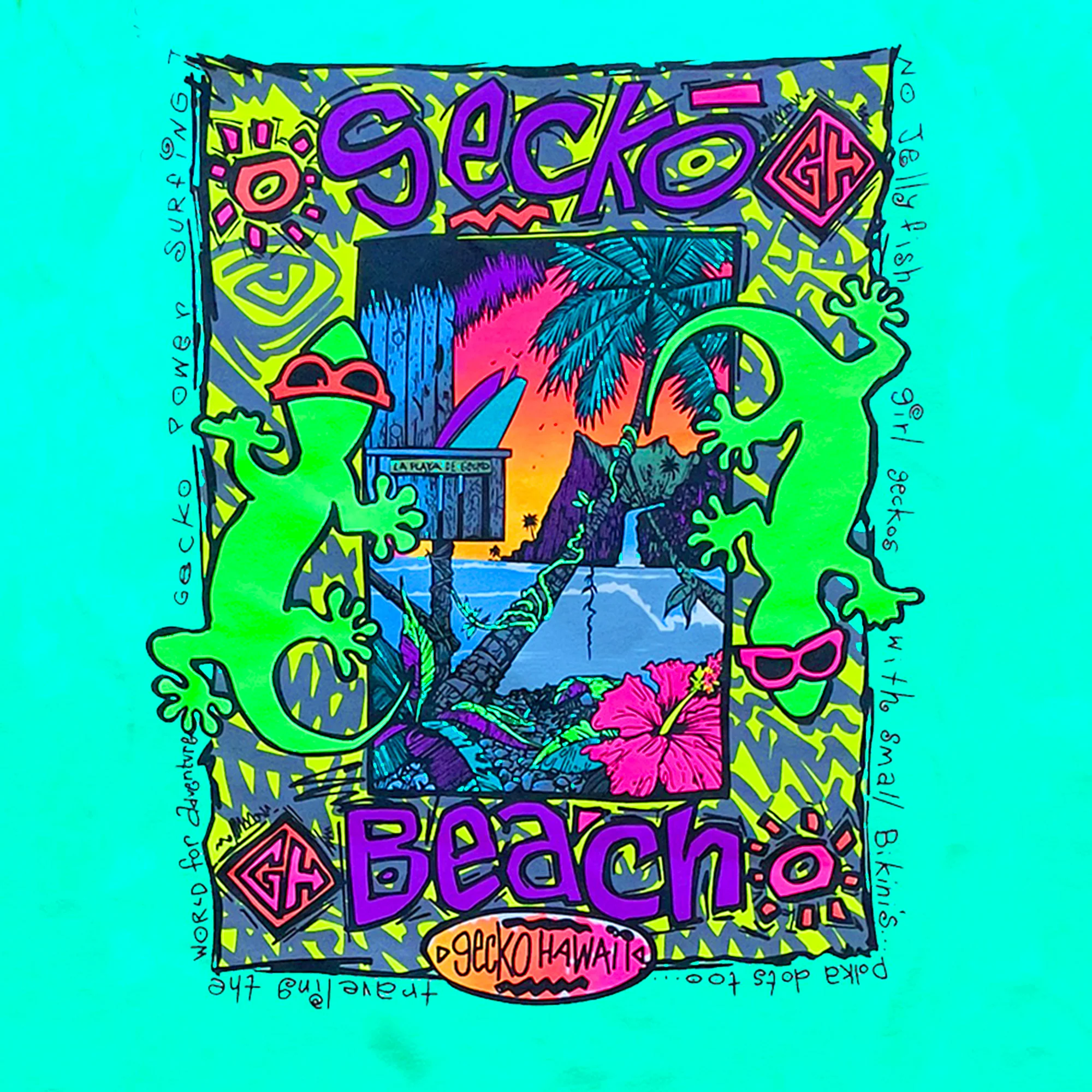 1989 Gecko Beach - Neon Bermuda HoodTEE - Image 4
