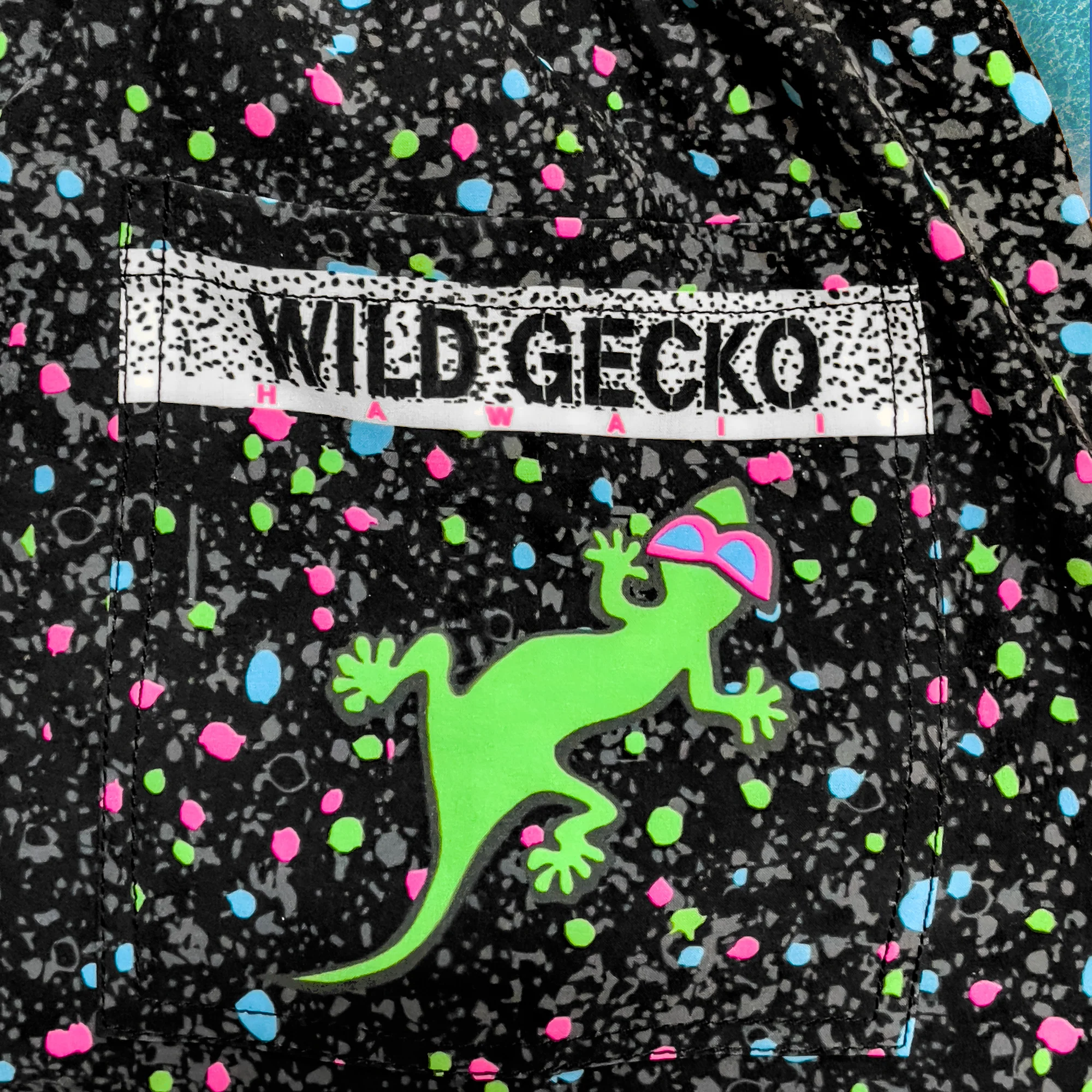 1992 Gecko Splatter Wrap Black Multiverse Volley Shorts - Image 5