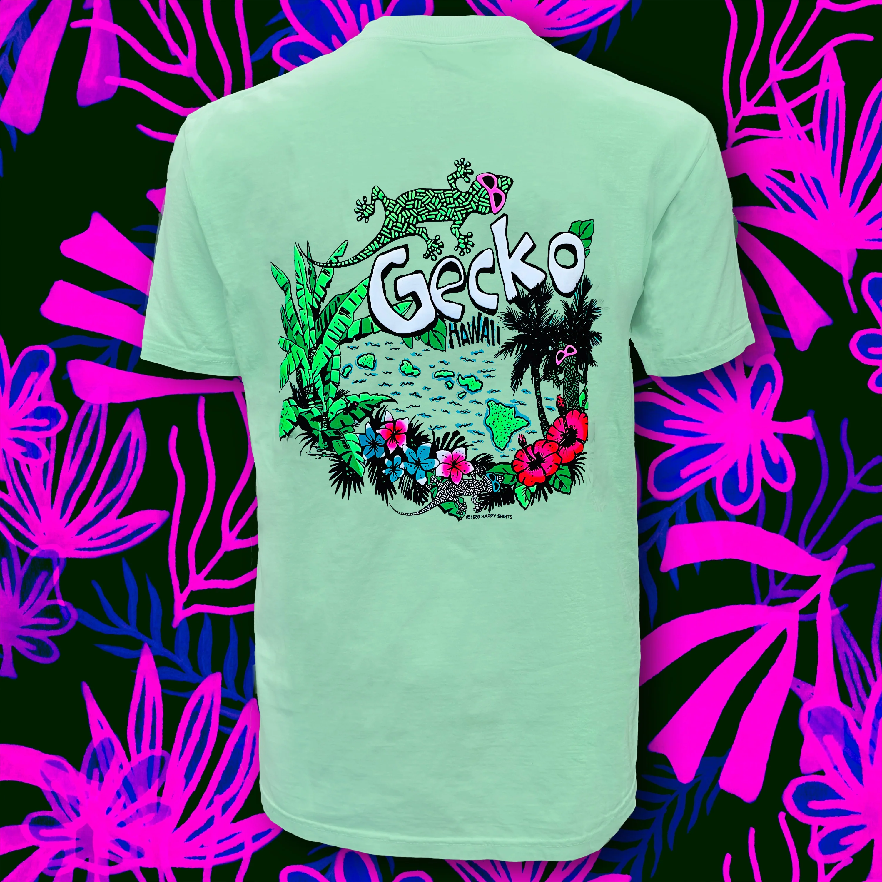 Gecko Hawaiian Islands - 1980's Mint Pigment Dyed Tee - Image 6