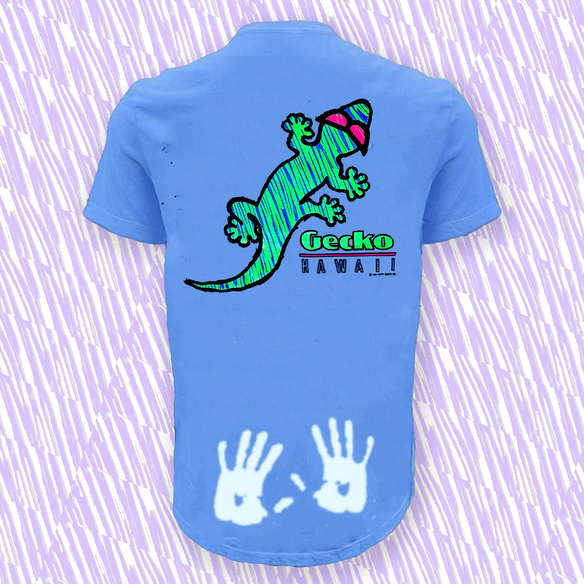 Gecko High Lighter - 1980's Blue Hyperflash T-Shirt - Image 5
