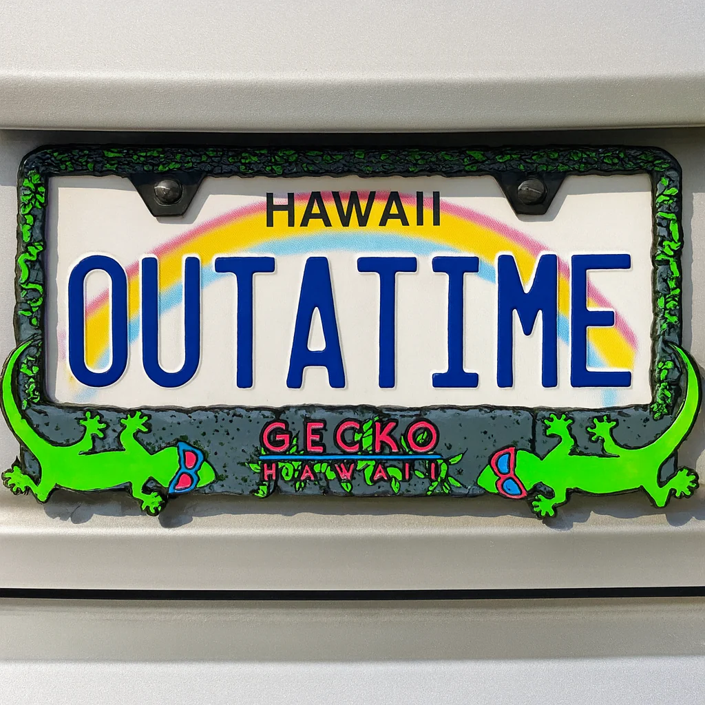 Gecko Hawaii Retro License Plate Cover