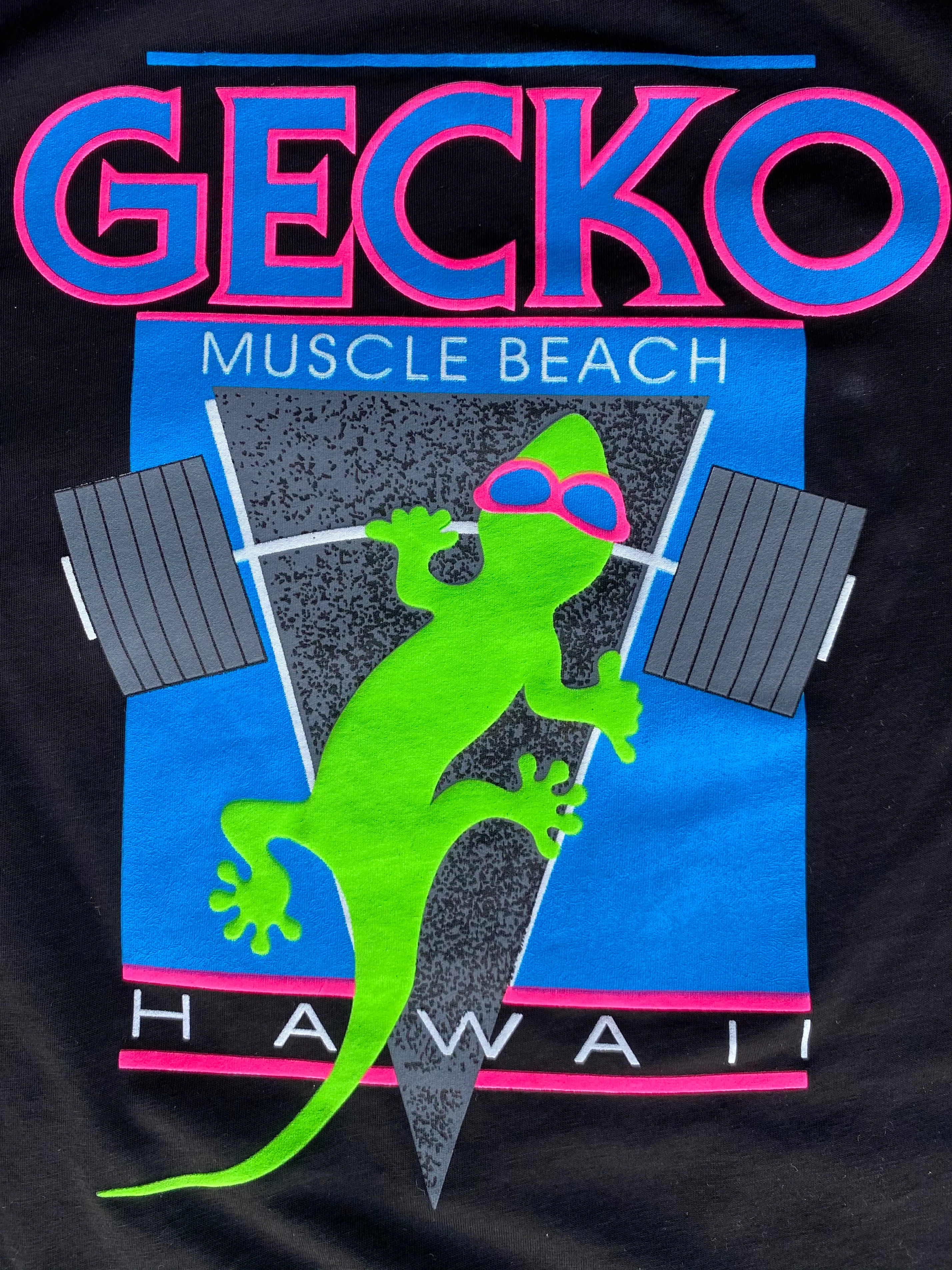 Gecko Muscle Beach Black Cotton Tee - Image 6
