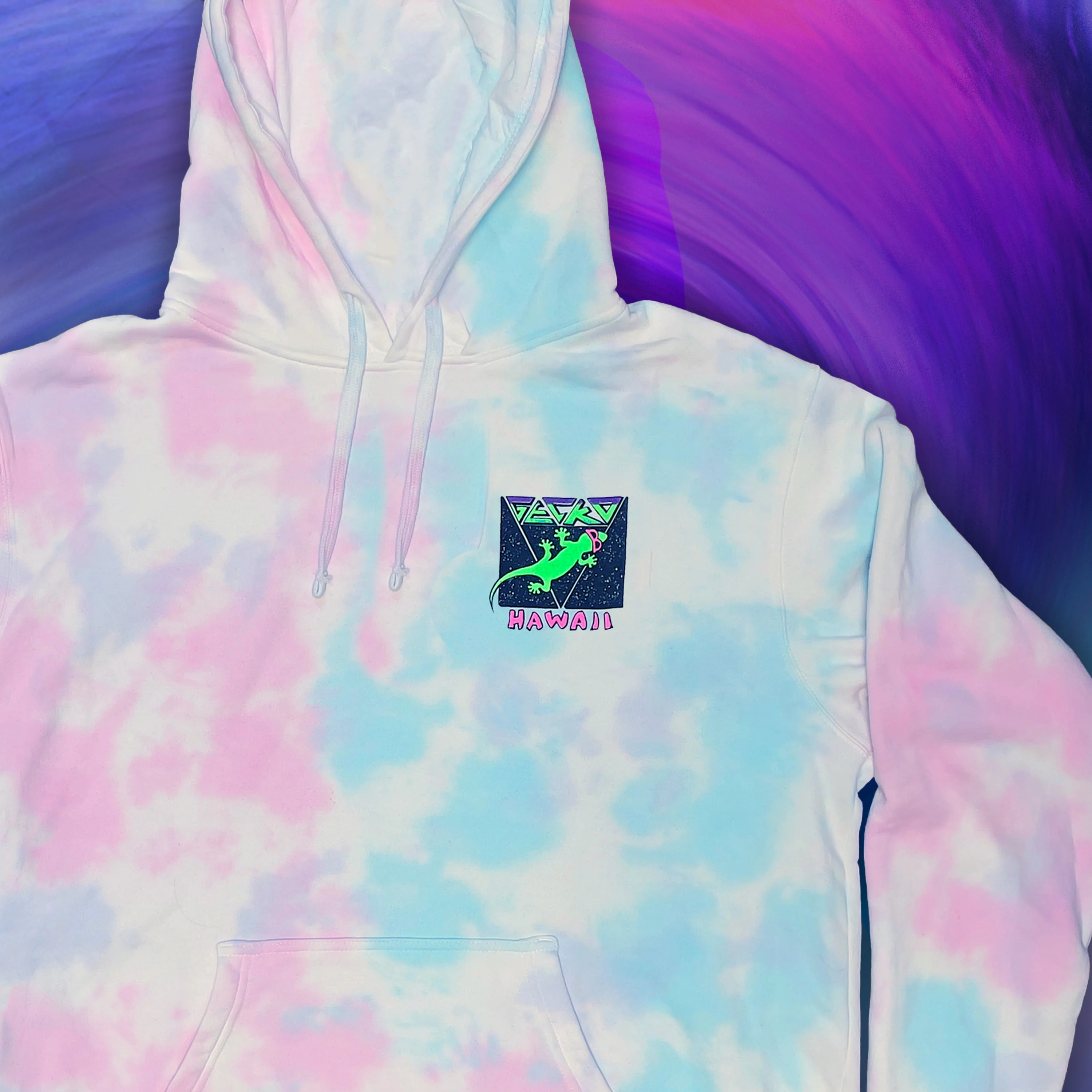 New Wave Space Gecko - Cotton Candy Hoodie - Image 5