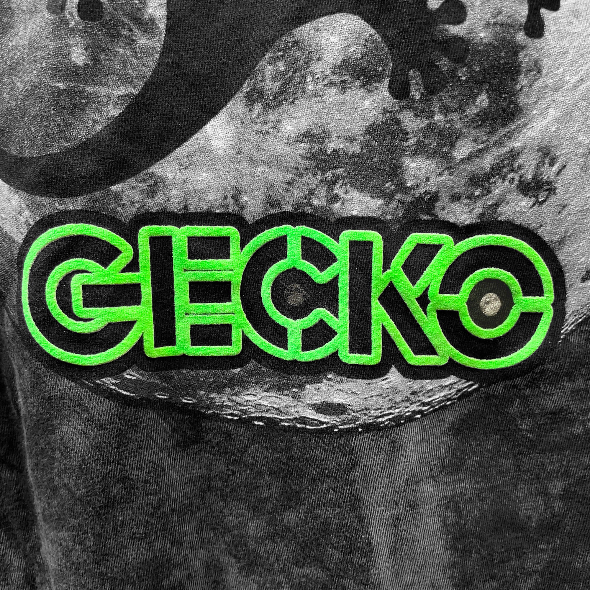 Gecko Super Moon Black Acid Wash Tee - Glow In The Dark - Image 6