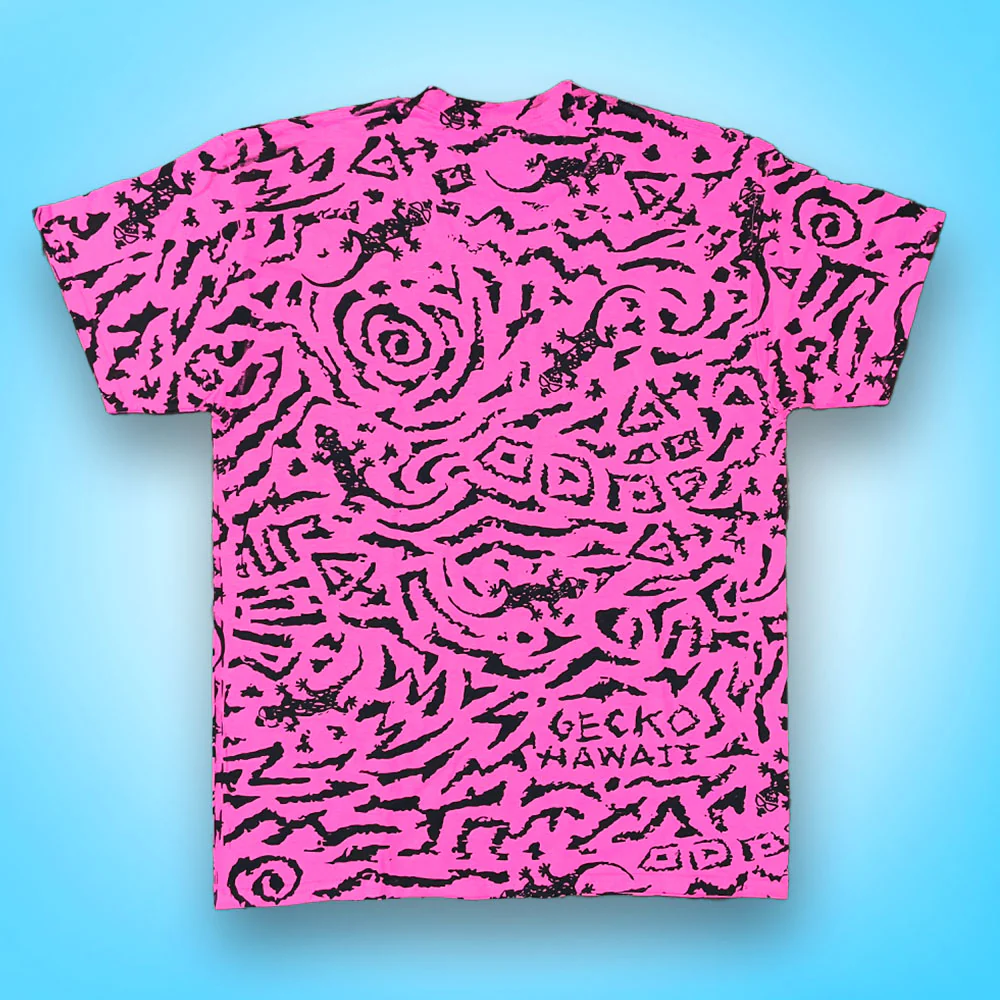 Gecko Swirl All Over Hot Pink Tee - Image 2