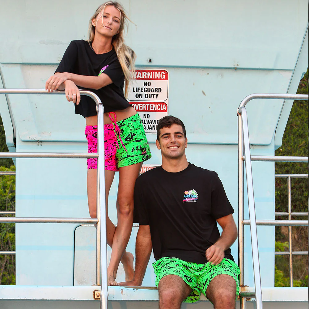 Gecko Wall - Neon Pink/Green Split Unisex Beach Runners - Image 6
