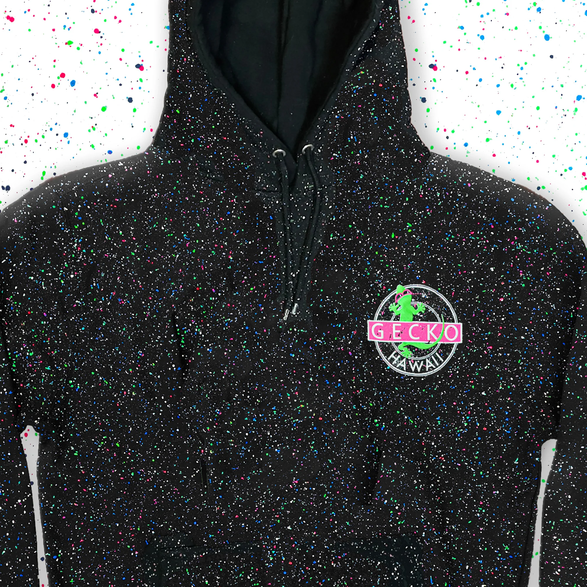 Glow In The Dark Splatter Gecko Vinyl Hoodie - Image 4