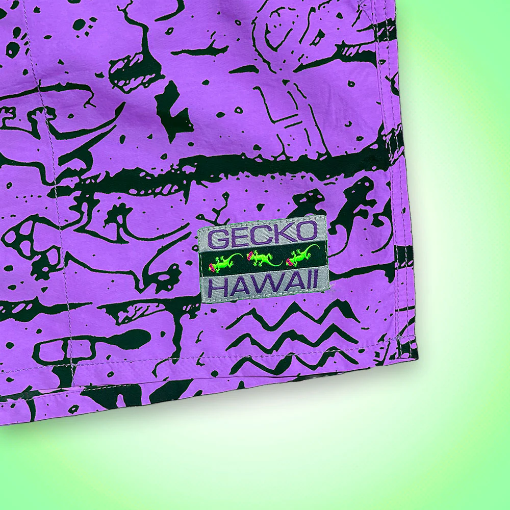 Iconic Gecko Wall Neon Purple Volley Shorts - Image 4