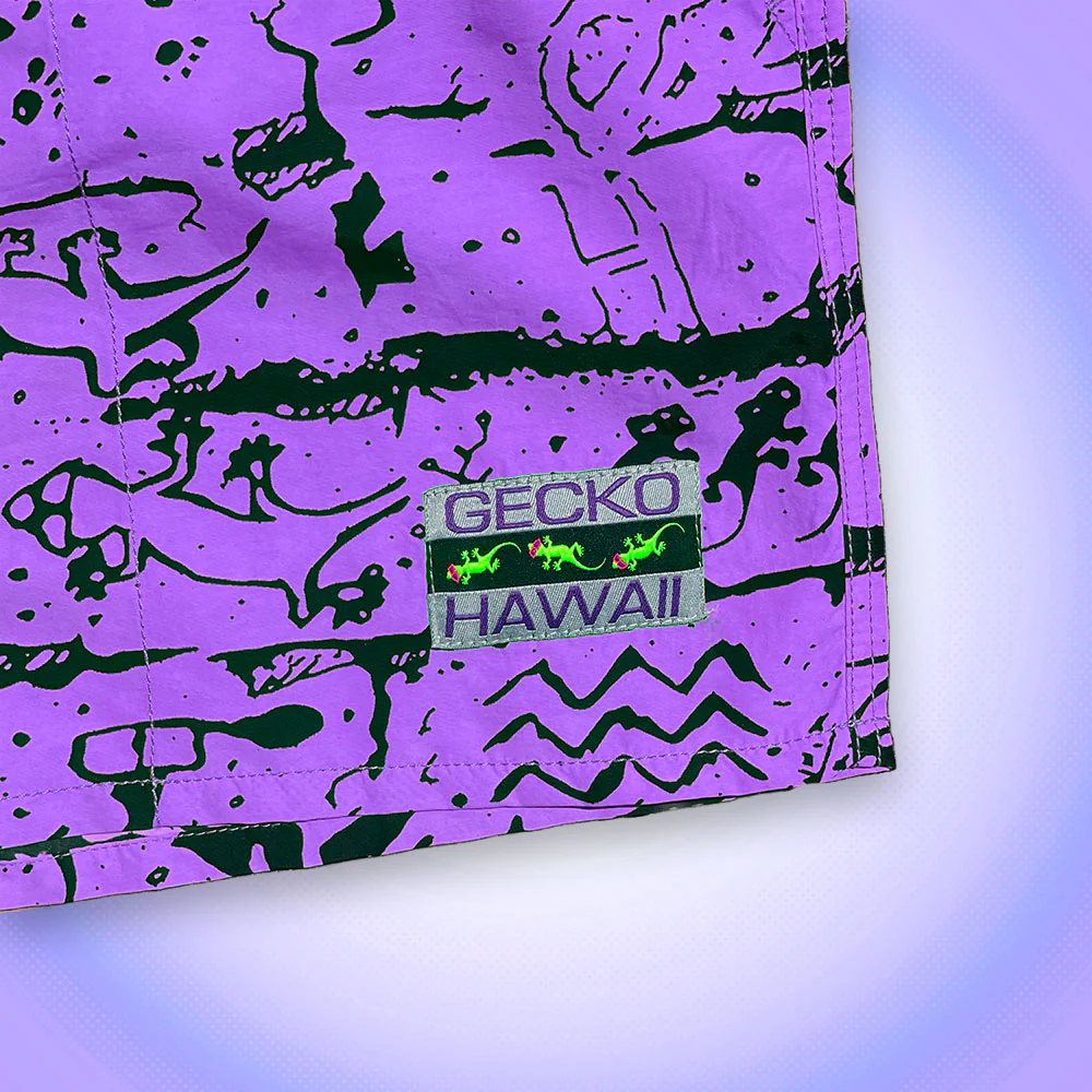 Iconic Gecko Wall Neon Purple Volley Shorts - Image 5