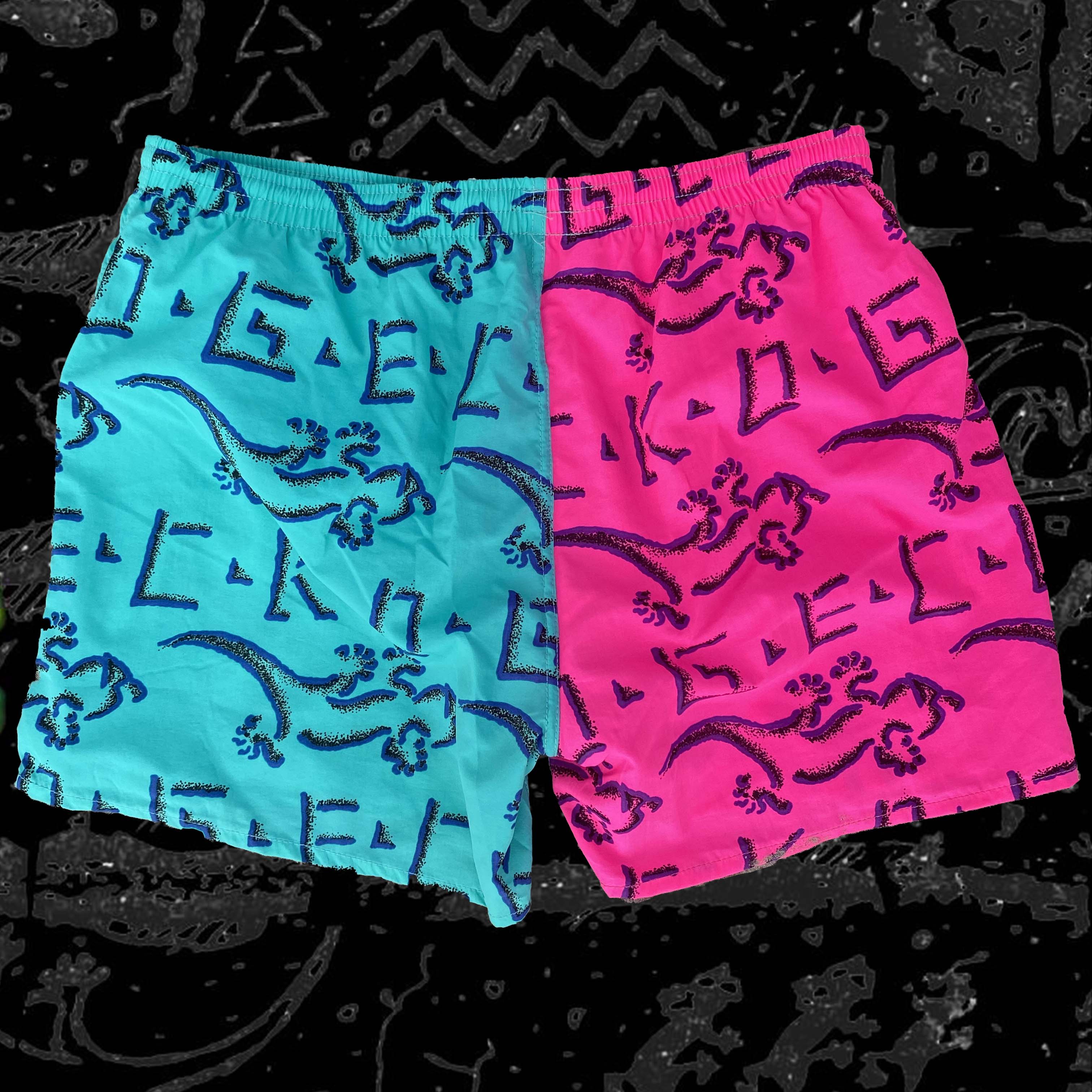 Original Neon Mint/Pink Split Petro Volley Shorts - Image 4