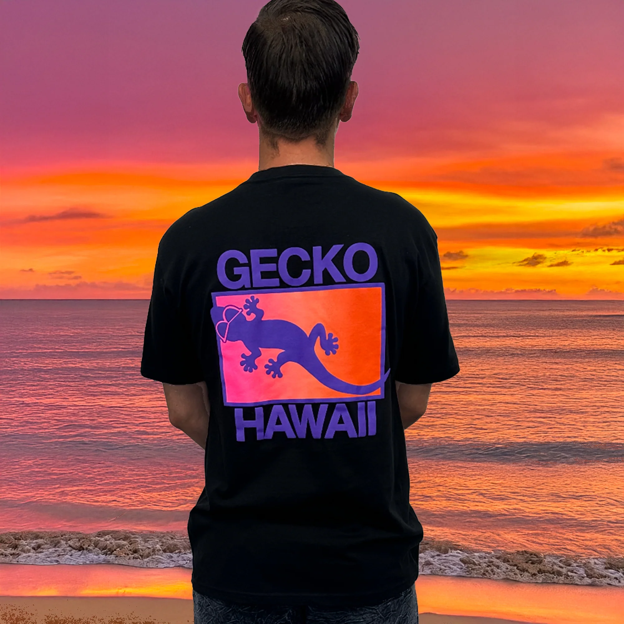 Neon Drift -  Tequila Sunset Black Tee - Image 3