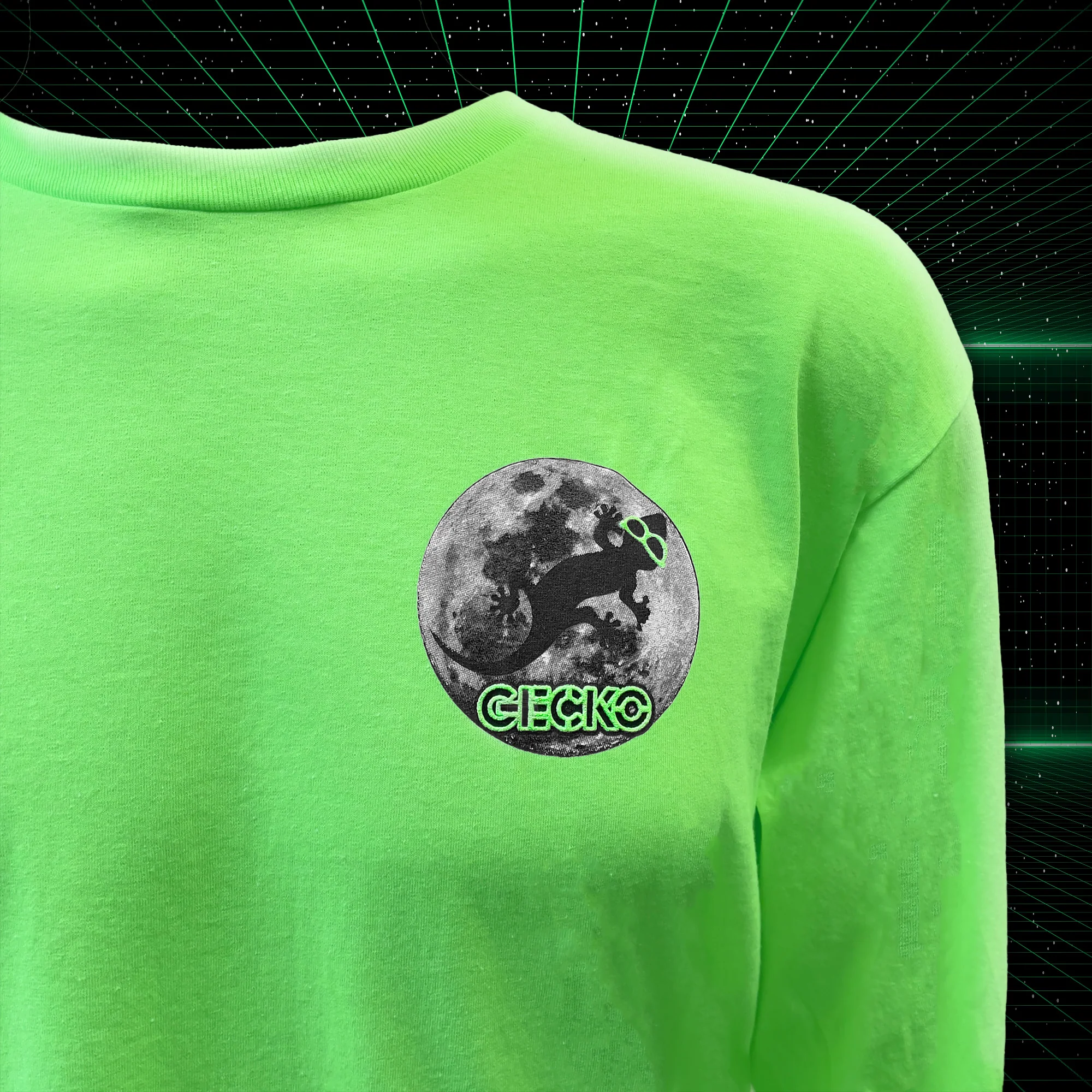 SECRET Super Moon Neon Green Long Sleeve Tee - Image 2
