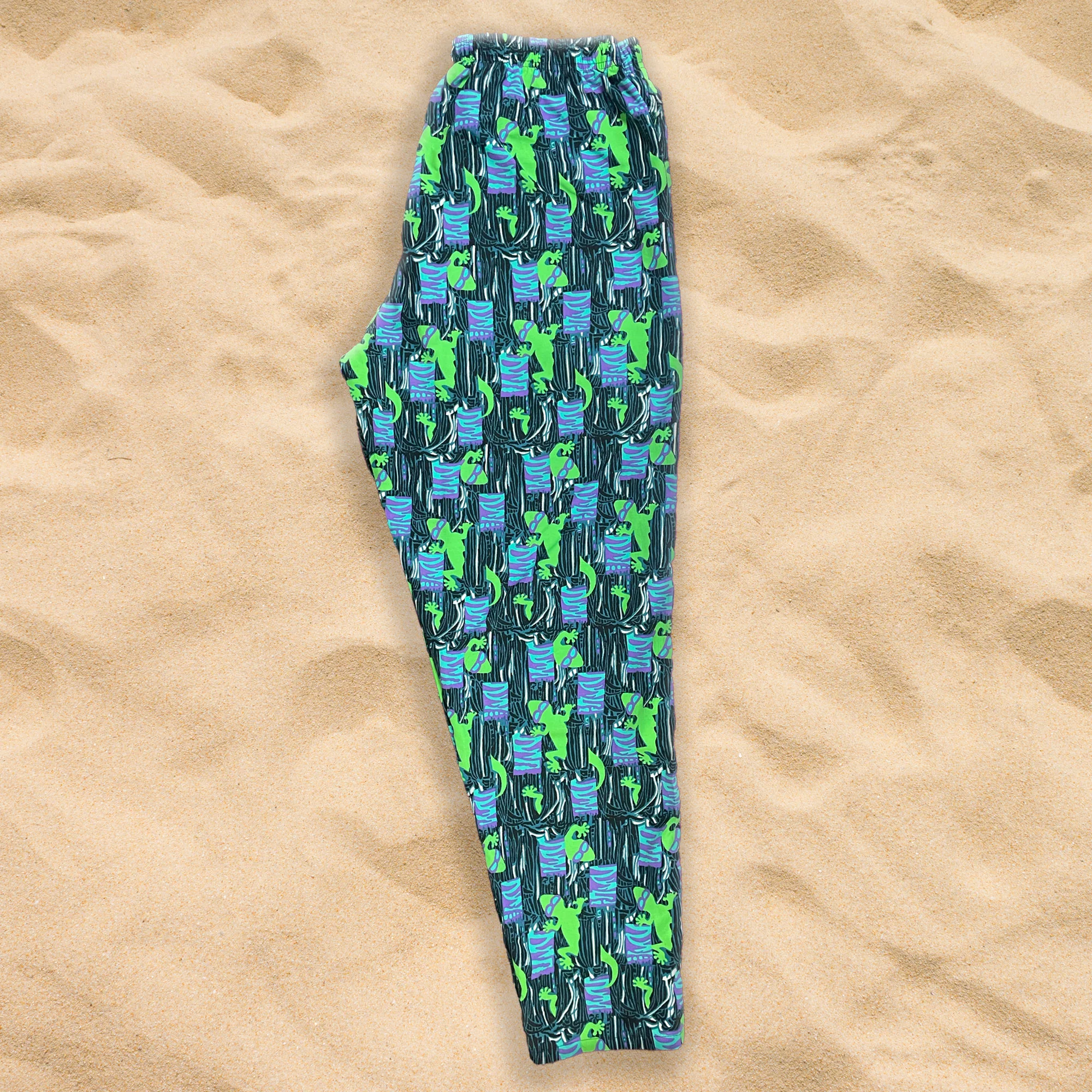 1988 ORIGINAL Cotton Jungle Beach Pants - Jade/Purple - Image 2